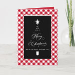 Merry Christmas Red Buffalo Plaid Photo Folded Card