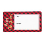 Merry Christmas Red Buffalo Plaid Sticker Gift Tag<br><div class="desc">Celebrate the magical and festive holiday season with our custom Christmas sticker gift tags. The design features a bold trendy red buffalo plaid pattern with "Merry Christmas" displayed in a brush script typography in faux gold.</div>