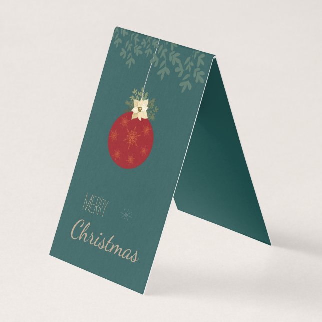 Merry Christmas, red bulb with white poinsettia (Front)