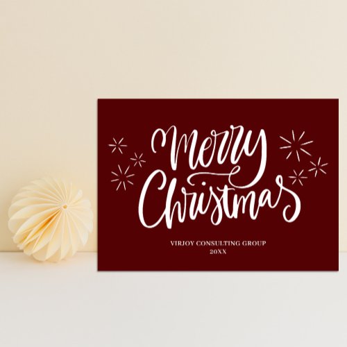 Merry Christmas Red Calligraphy Business Modern Holiday Card