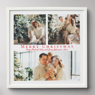 merry christmas red calligraphy holiday modern peel and stick photo tile