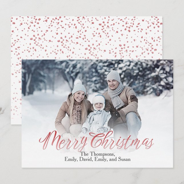 Merry Christmas Red Calligraphy Script 1 Photo Holiday Card (Front/Back)