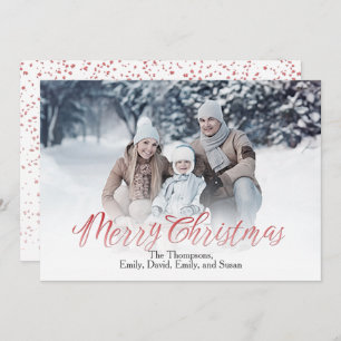 Merry Christmas Red Calligraphy Script 1 Photo Holiday Card