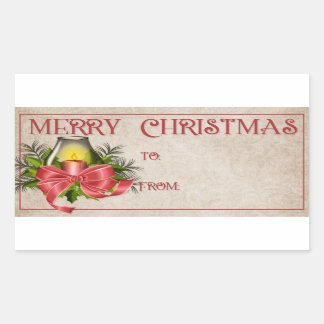 Merry Christmas | Red Candle Rectangular Sticker