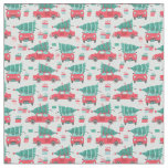 Merry Christmas Red Car Christmas Tree Pattern Fabric