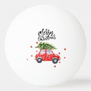 Merry Christmas red car with Christmas tree Ping Pong Ball
