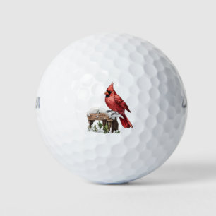 Merry Christmas Red Cardinal     Golf Balls