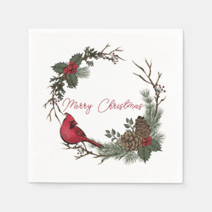 Merry Christmas Red Cardinal On A Branch Napkins