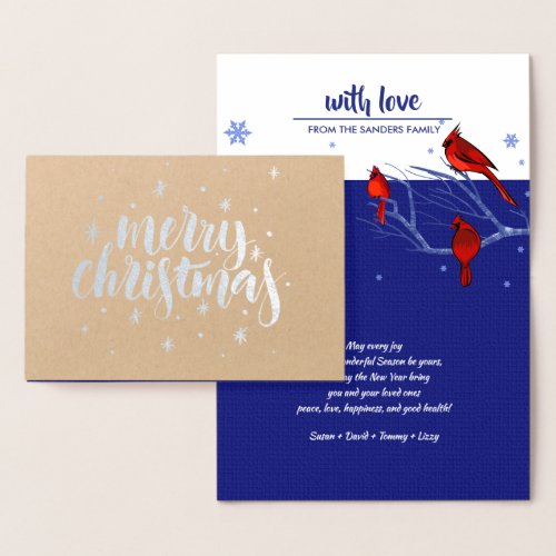 Merry Christmas Red Cardinals Luxury  Foil Card