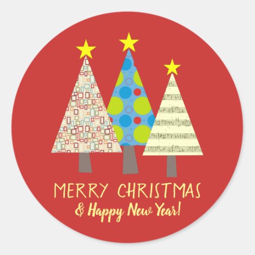 Merry Christmas Red Classic Round Sticker