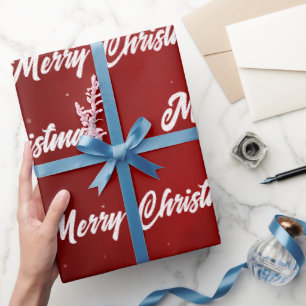 Merry Christmas Red Crimson Elegant Wrapping Paper