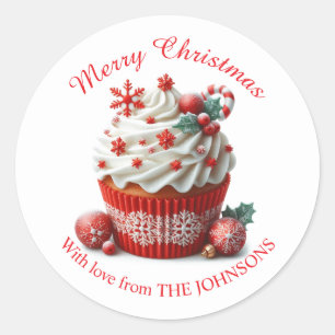 Merry Christmas Red Cupcake With love Sticker