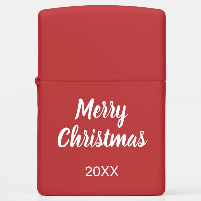 Merry Christmas Red Custom Year Zippo Lighter (Front)