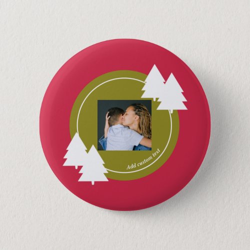 Merry christmas red customizable photo gift  button