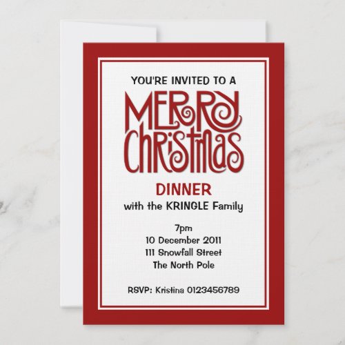 Merry Christmas red Dinner Invitation