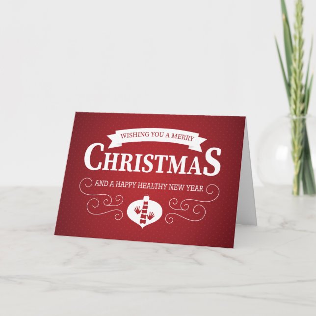 Merry Christmas Red Dotted Chiropractic Christmas Holiday Card (Front)