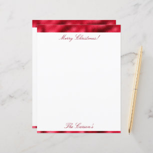 Merry Christmas Red Elegant Metallic Stationary