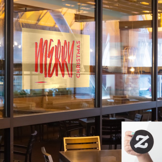 Merry Christmas Red Elegant Modern Artsy Window Cling (Restaurant Window)