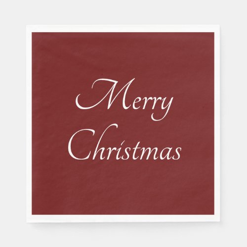 Merry Christmas Red Elegant Typography  Napkins