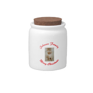 merry christmas red family name pet photo animal m candy jar