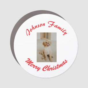 merry christmas red family name pet photo animal m car magnet