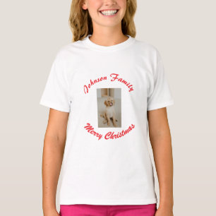 merry christmas red family name pet photo animal m T-Shirt
