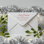 MERRY CHRISTMAS Red Family Name Return Address Self-inking Stamp<br><div class="desc">This elegant self-inking stamp features the festive greeting "Merry Christmas" in a gorgeous calligraphic script, perfectly paired with your family name in well-spaced, bold small caps and your address in a classical serif font; pre-linked with vibrant red ink, it creates a classic and cheerful impression on all your holiday envelopes,...</div>