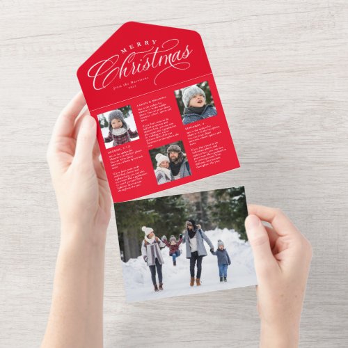 Merry Christmas red family update trifold holiday All In One Invitation