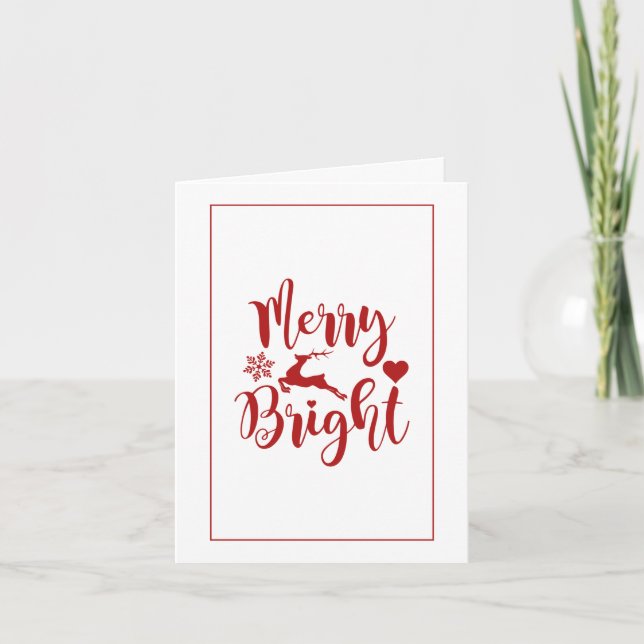 Merry Christmas Red Floral Holiday Folded Card (Front)