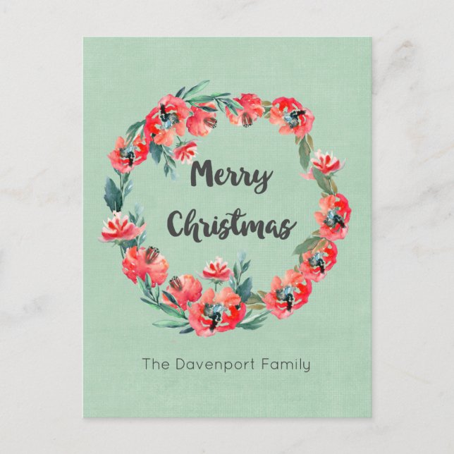 Merry Christmas Red Floral Holiday Wreath Custom (Front)