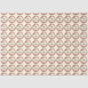 Merry Christmas Red Floral Watercolor Wreath Tissue Paper