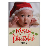 Merry Christmas Red Foil Script Holiday Photo (Front)