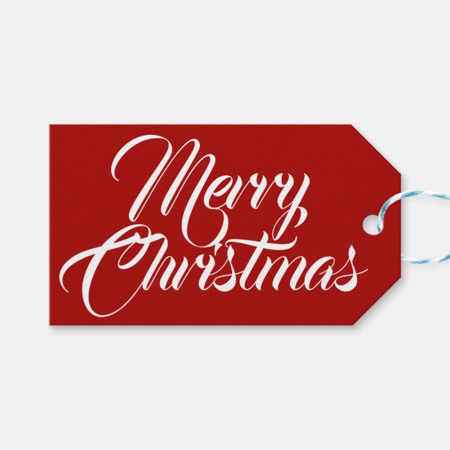 Merry Christmas Red Gift Tags (Front (Horizontal))