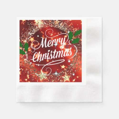 Merry Christmas red glitter and shine  Napkins