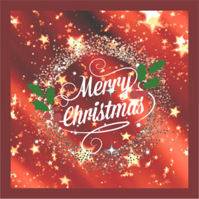 Merry Christmas red glitter and sparkle Sticker (Front)