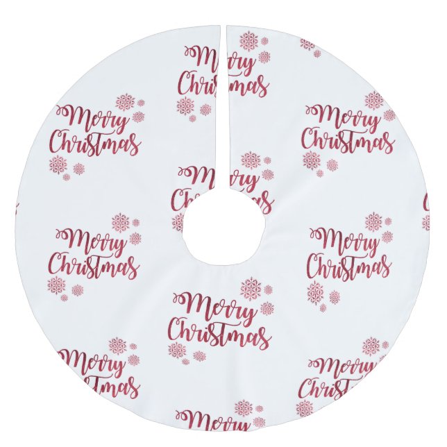 Merry Christmas Red Glitter Brushed Polyester Tree Skirt (Front)
