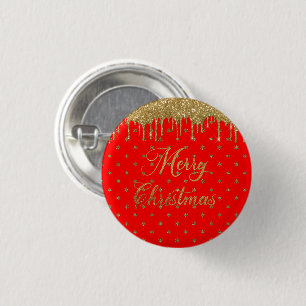 Merry christmas- red glitter button