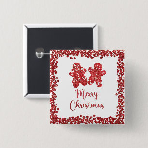 Merry christmas red glitter button