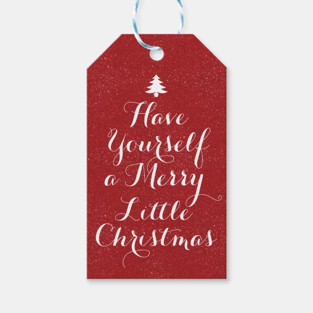 Merry Christmas Red Glitter Gift Tags (Front)