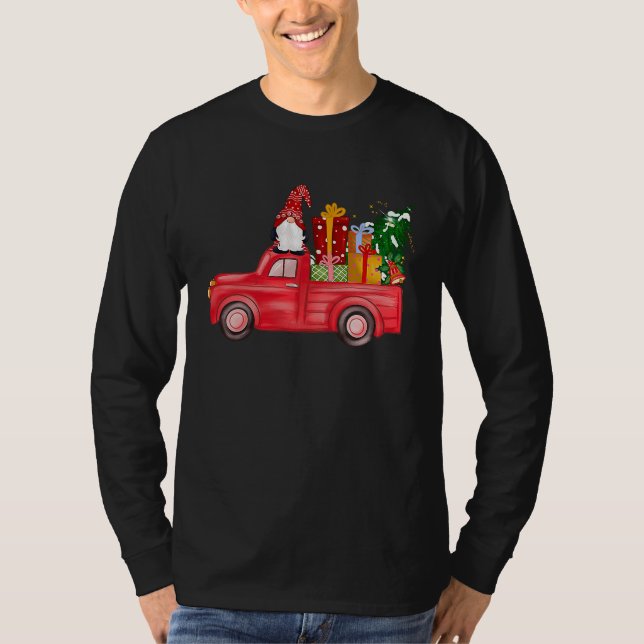 Merry Christmas Red Gnome Truck Funny  Men Women K T-Shirt (Front)