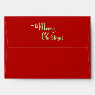 Merry Christmas. Red   Gold Foil Envelope