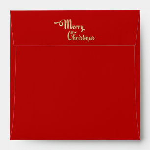 Merry Christmas. Red Gold Foil Holiday Envelopes