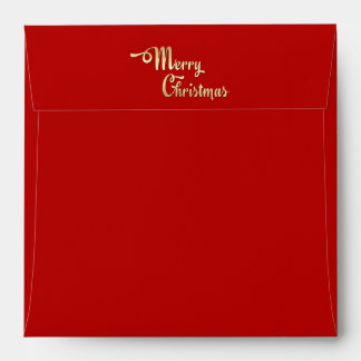Merry Christmas. Red | Gold Foil Holiday Envelopes