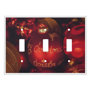 Merry Christmas Red Gold Ornaments Festive Holiday Light Switch Cover