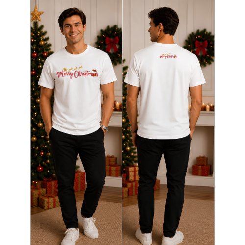 Merry Christmas Red-gold Script Minimalist design T-Shirt