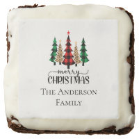 Merry Christmas Red Green and Black Plaid Trees  Brownie