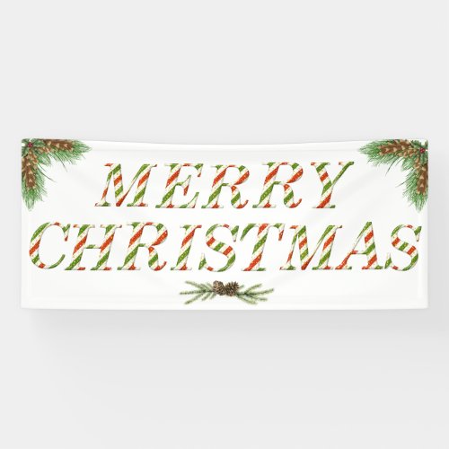 Merry Christmas Red Green and White Banner
