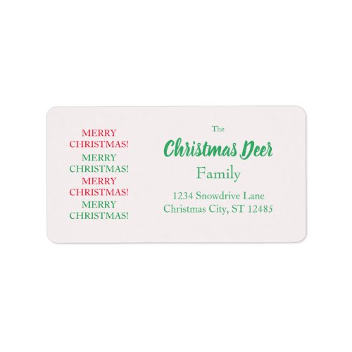 Merry Christmas Red Green Beige Return Address Label