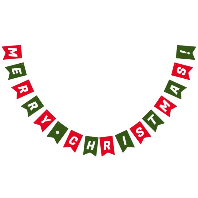 MERRY CHRISTMAS RED GREEN BUNTING FLAGS (All)