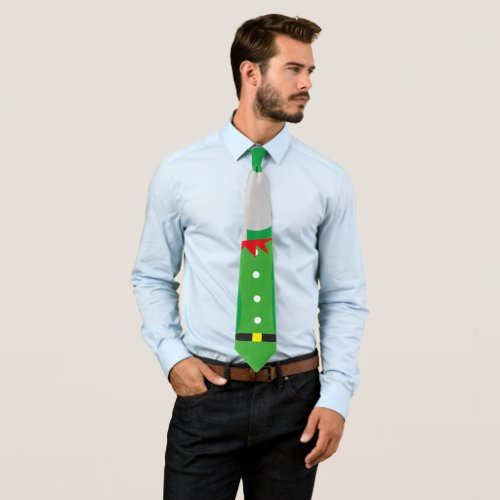 merry christmas red green elf character neck ties